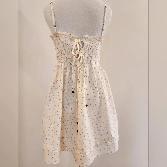 NMOT || FREE PEOPLE || gabby mini dress, white, ruching, ruffles, size small - Picture 7 of 10
